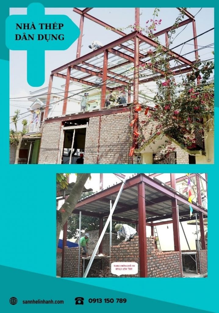 nhà tiền chế xây tường gạch