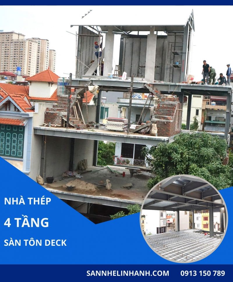 Linh Anh xây dựng nhà khung thép 3 tầng trong ngõ nhỏ Hà Nội