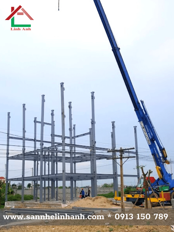 Thi công lắp dựng nhà thép bằng cẩu tại Ninh Bình
